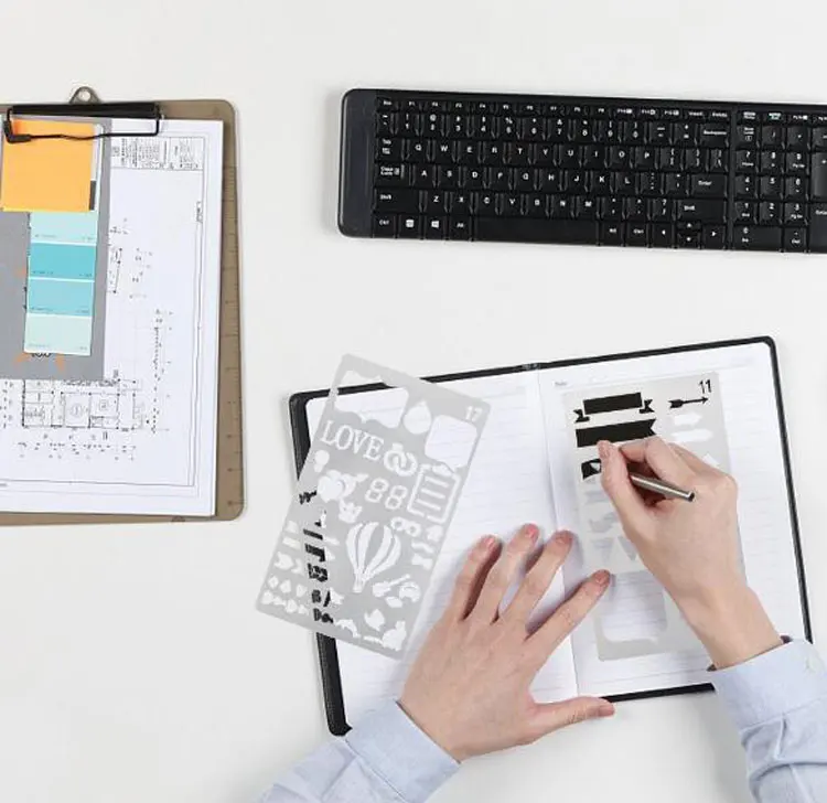 20pcs set Bullet Stencil Plastic Planner Stencils Notebook/Diary/Scrapbook DIY Drawing Template Stencil 4x7 Inch