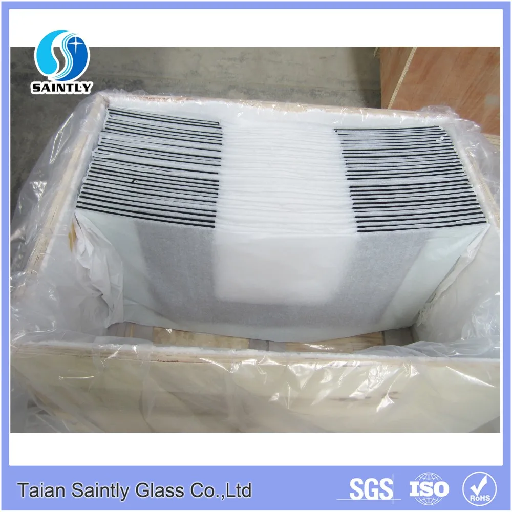 China supply 6mm tempered printed panel glass for range cooker hood parts curved bend black silk screen printing glass