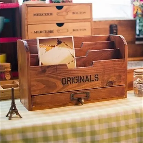 Originals Retro Wooden Stacking Letter Tray/Drawer Organizer/Desktop Mail Box/File Sorter
