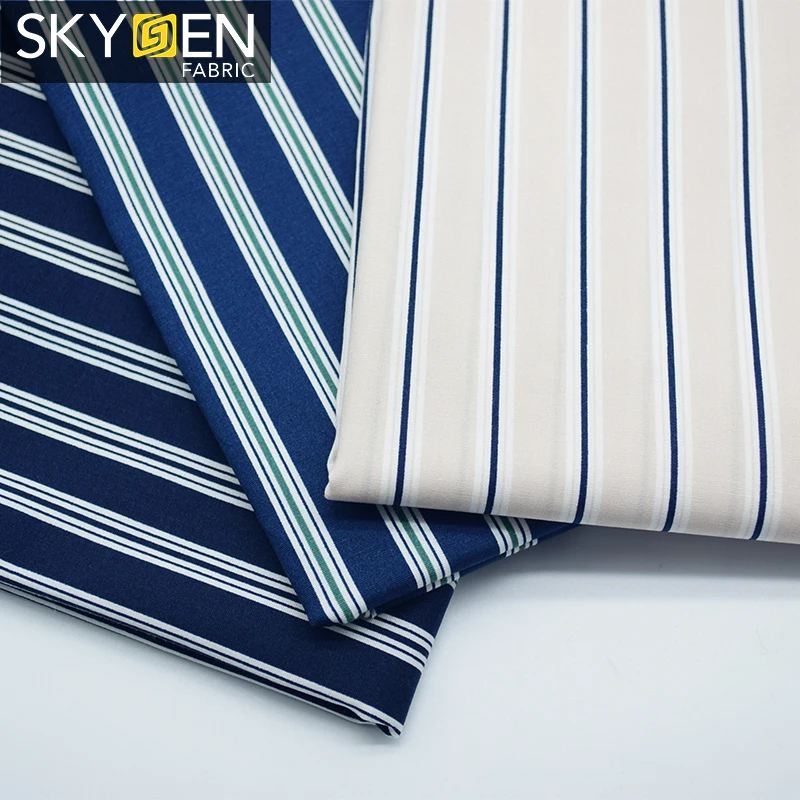 Skygen soft plain weave cotton stripes white black striped custom printed cotton fabric