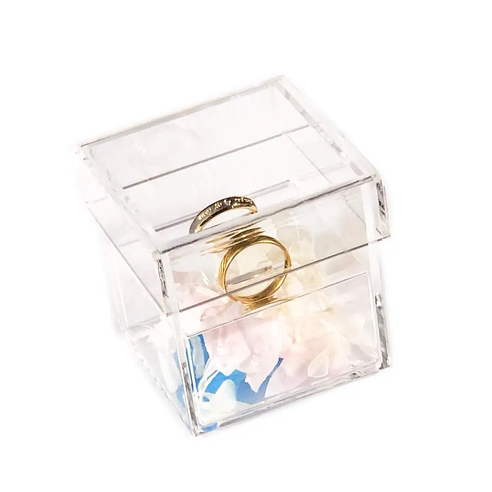Wedding Gifts Without Flowers Clear Acrylic Clear Ring Holder Crystal Jewelry acrylic Ring Box