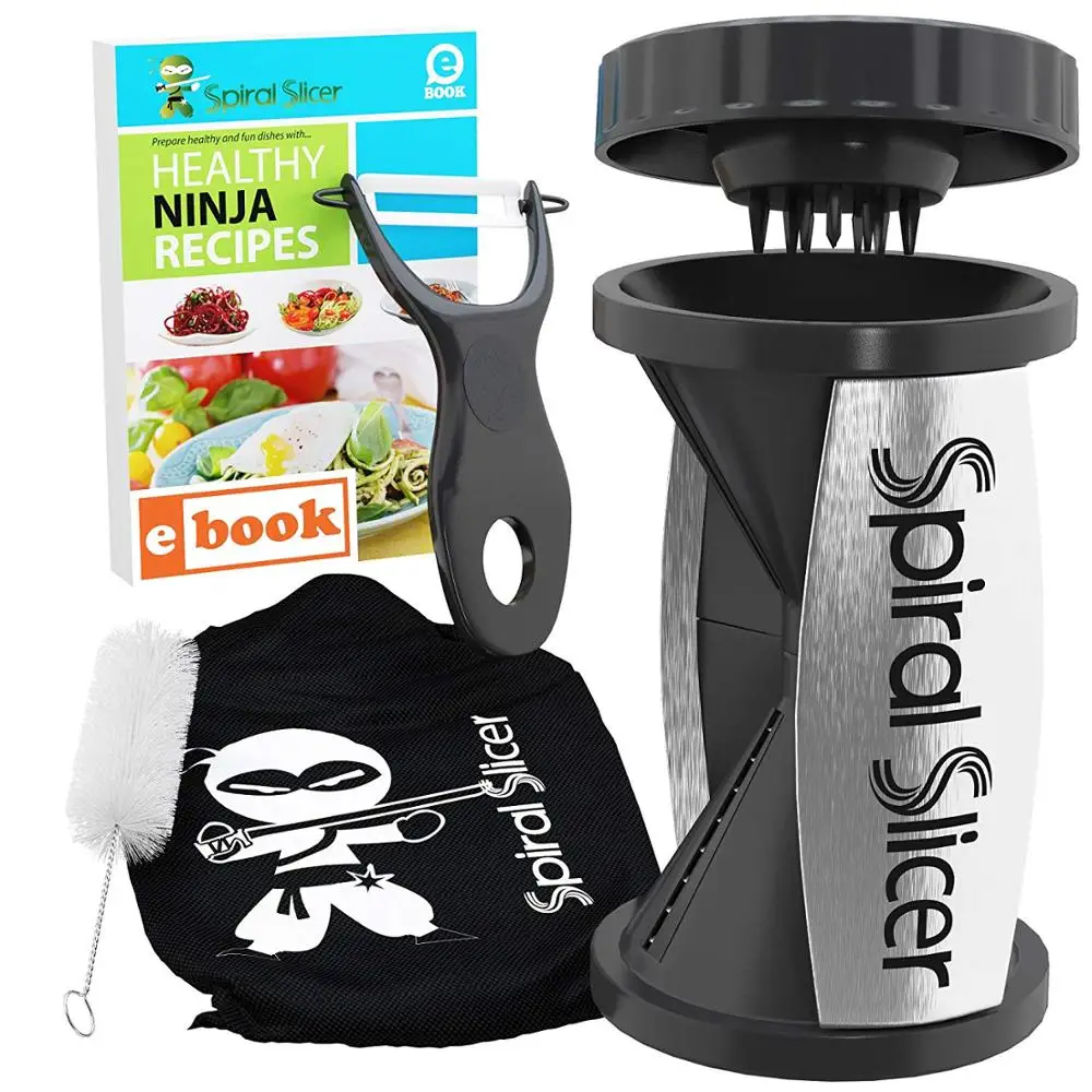 
Spiral Slicer Vegetable Zoodle Spiralizer - Veggie Noodle Maker Pasta Cutter - With Kitchen Peeler Bundle 