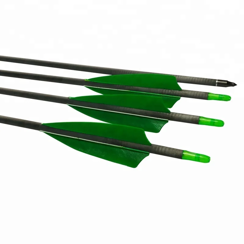 Arrow and Bow Archery Green Color Feather 2014 Archery Carbon Arrow
