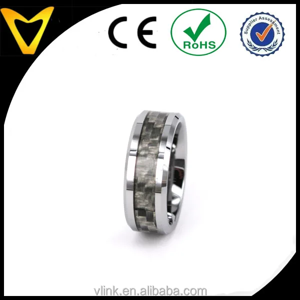 square shape gray cross brushed carbon fiber ring design fashion carbon fiber inlaid wedding band latest carbon fiber ring