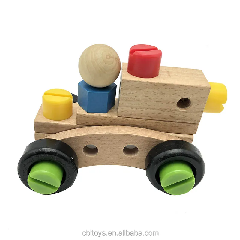 Wooden toys 30 pieces changeable nut building blocks car for kids CBL3106
