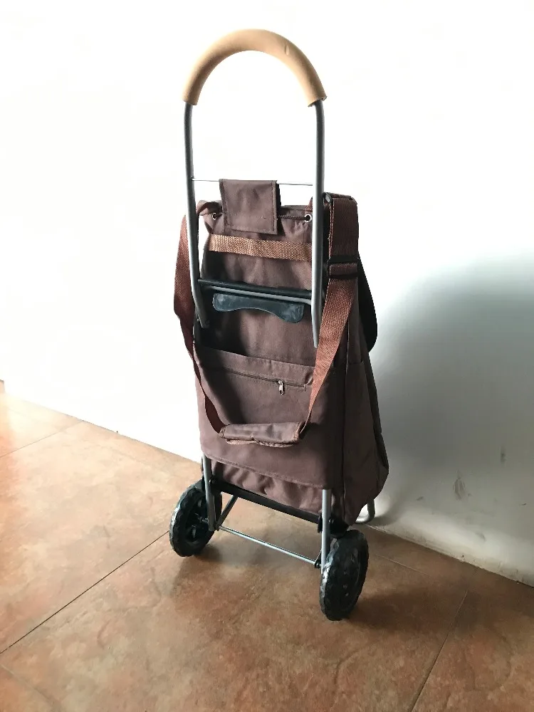 Laundry Trolley Dolly, Brown Laundry Bag Hamper Basket cart with wheels sorter,T-3004B