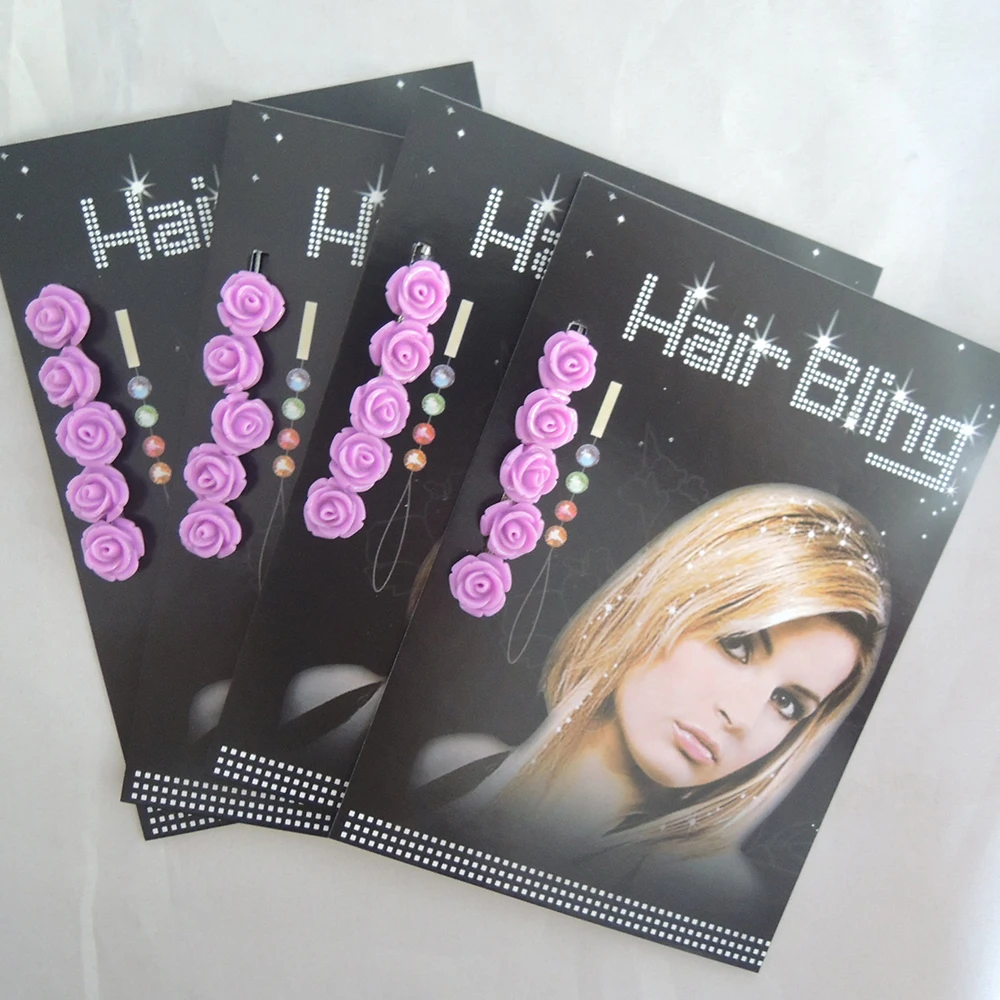 Hight Quality Hair Accessory hair bling crystal Resin Flower Hair Blings For Girls