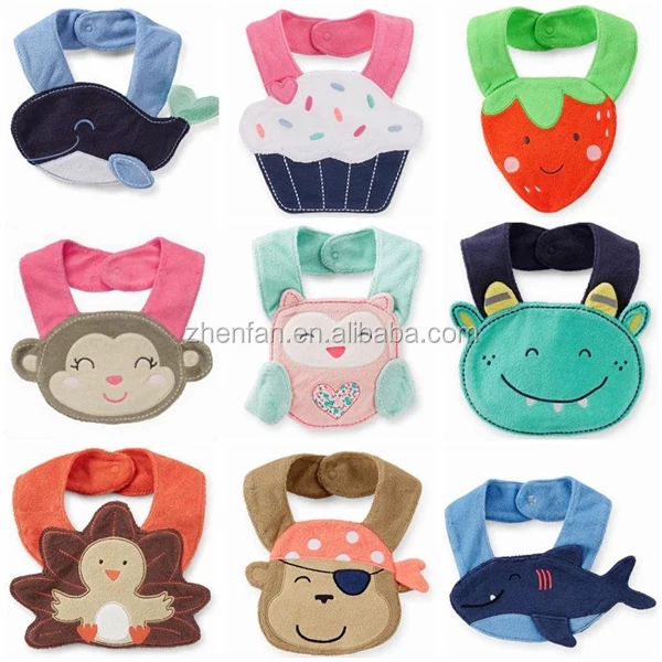 lovely animal design baby cotton bibs