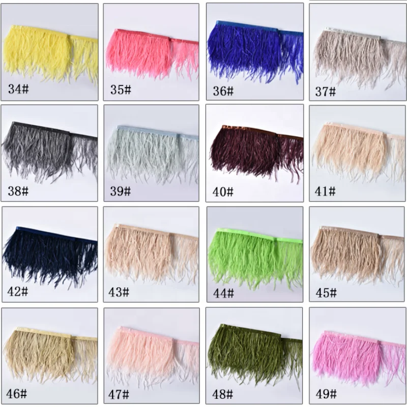Artificial synthetic colorful gold ostrich feather fabric trimming for decorative skirt