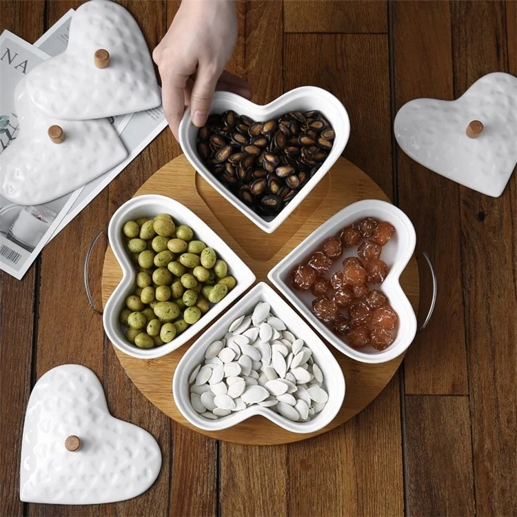 Turkish tableware hotel snack dishes white porcelain divided plates for adults with cover