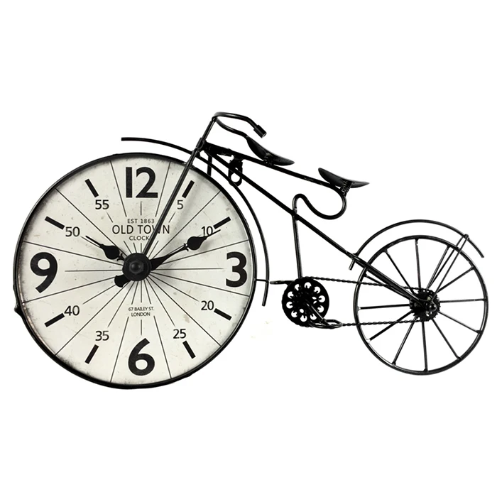Large fancy iron digital idea bicycle wall clock rustic style
