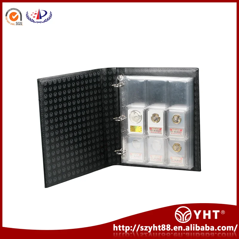 OEM&ODM Available world coins display book with built in 36 coin boxes
