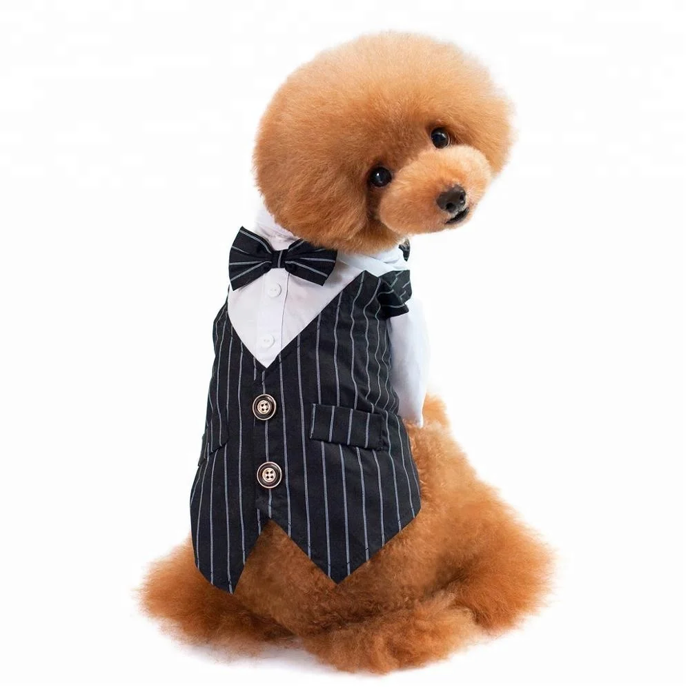Wedding Dog Shirt Formal Tuxedo for Dog Stylish Pet Halloween Bow Tie Apparel