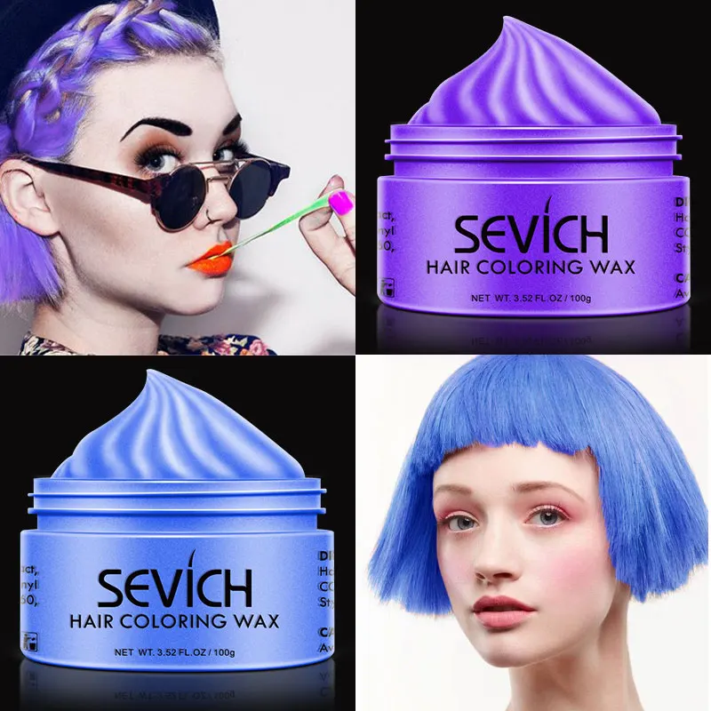 Hair color wax dye one-time molding paste 8colors available BLUE grandma gray green hair dye wax