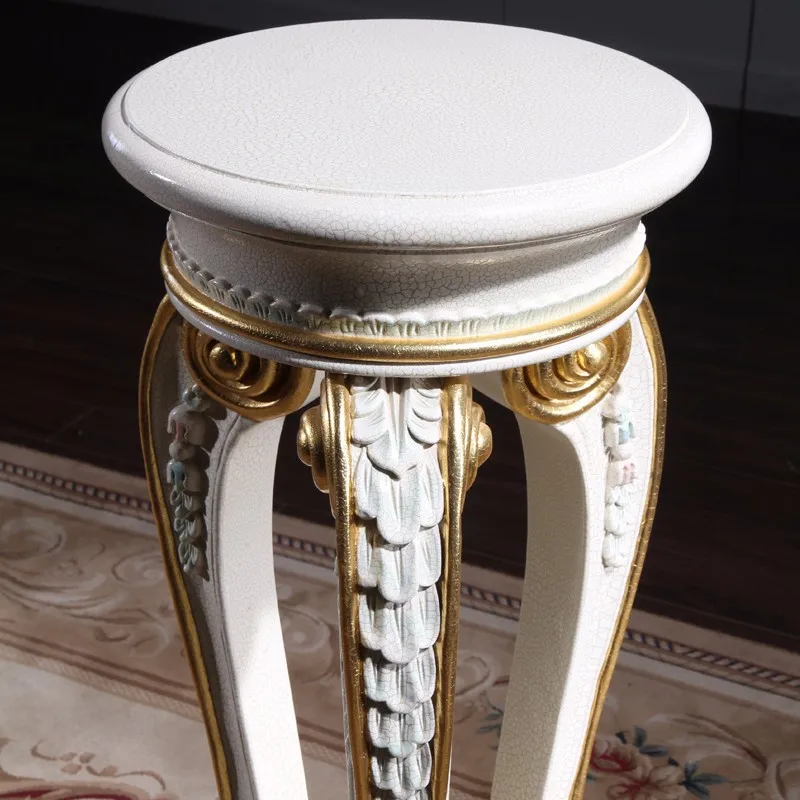 French baroque furniture vase stand handwork gilding golden foil royalty living room furniture