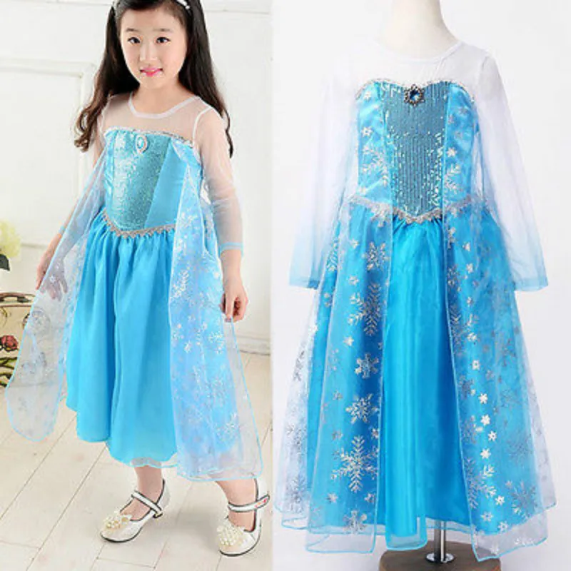 Blue Girls font b Dress b font Kid Girls Cartoon Costumes Halloween Princess font b Dress