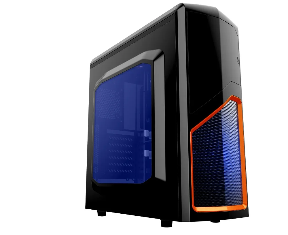 Best quality horizontal computer case atx gaming pc case with 14cm LED cooler fan