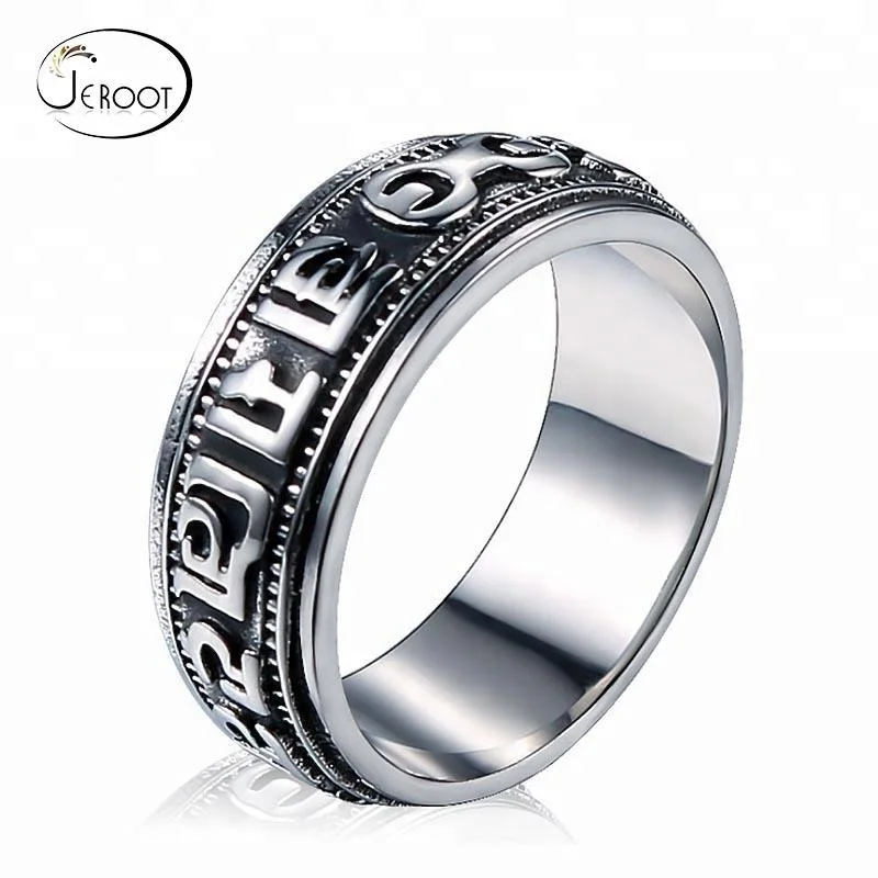 Мужские кольца с мантрой из нержавеющей стали, на заказ, оптом