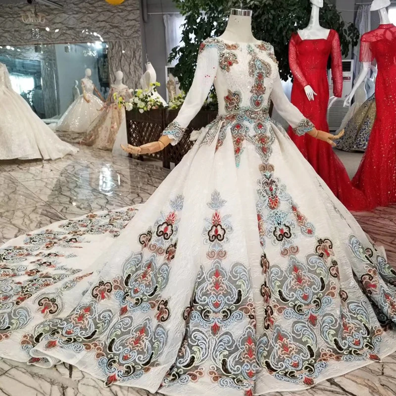 HTL075 Evening Dress Women Gorgeous Long Sleeve Prom Dress Sexy Applique Beading Ladies Party Dress 2019