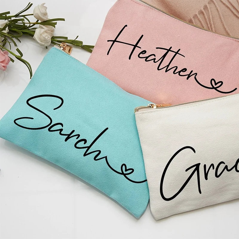 Новое поступление, тканевый пенал на молнии из высококачественного хлопка, роскошная косметичка с принтом логотипа на заказ