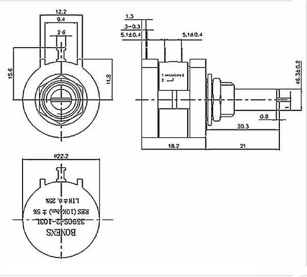 1K 4.7K 5K 10K 50K 100K 3590S-2-502L 5K potentiometer
