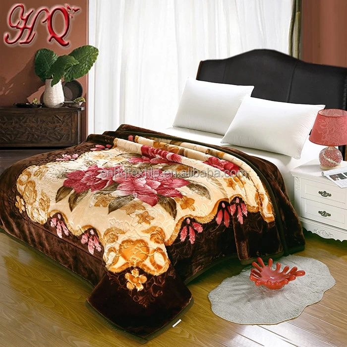 
High quality winter warm elegant flower raschel blanket fabric 