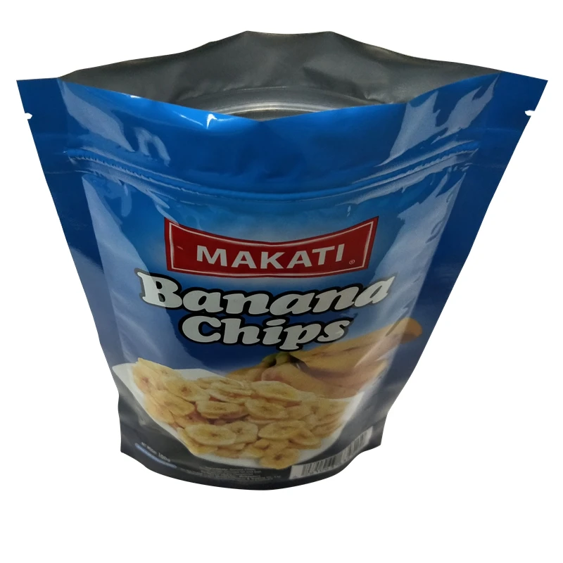
Resealable waterproof ziplock stand up snack food packaging pouch aluminum foil bags for banana chips 