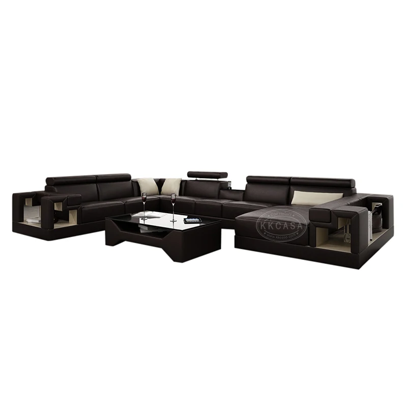 Luxury sofa set 7 seater Exotic 100% Top Grain living room  Leather Sofa Set Made in  Foshan China