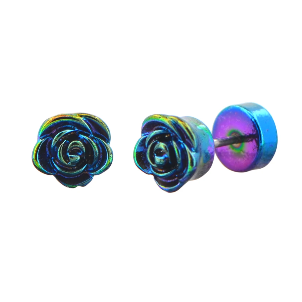 Good Quality Spiral Flower Stud Earring Gauge Crystal Faux Ear Taper