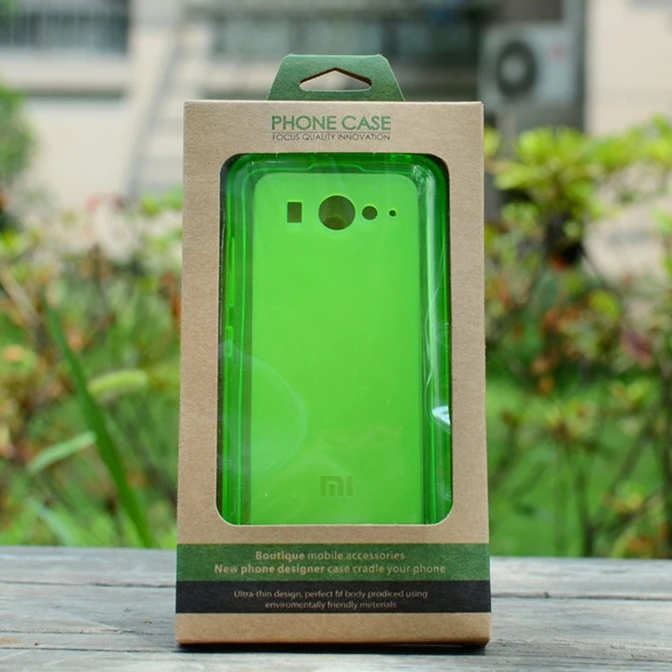 Biodegradable kraft paper packaging box for phone cases Custom design printed retail package for phone case