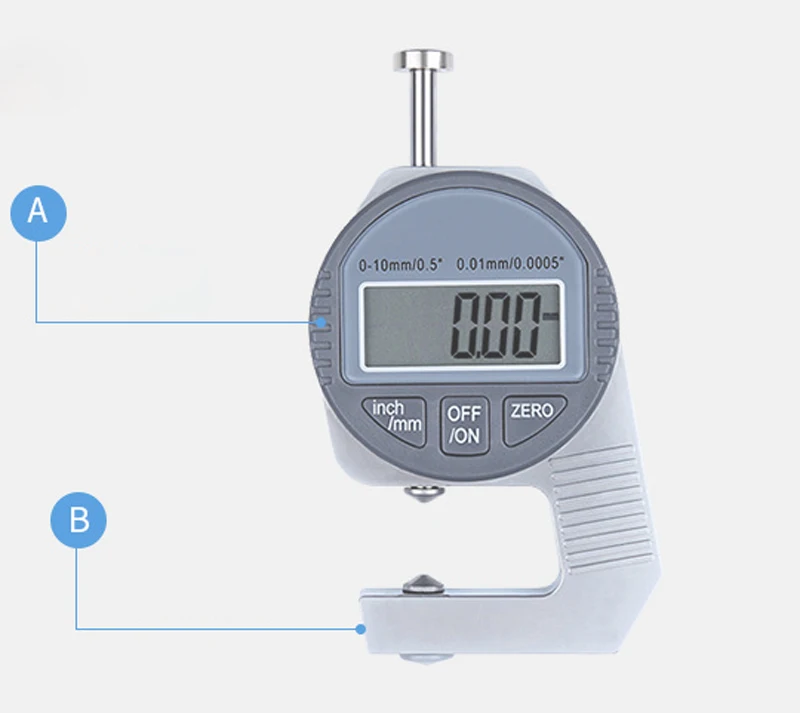 LCD Display 0.5' 12.7mm 0.01mm Thickness Measure Metal Aluminum Sheet Leather Electronic Thickness Gauges Measuring Instrument