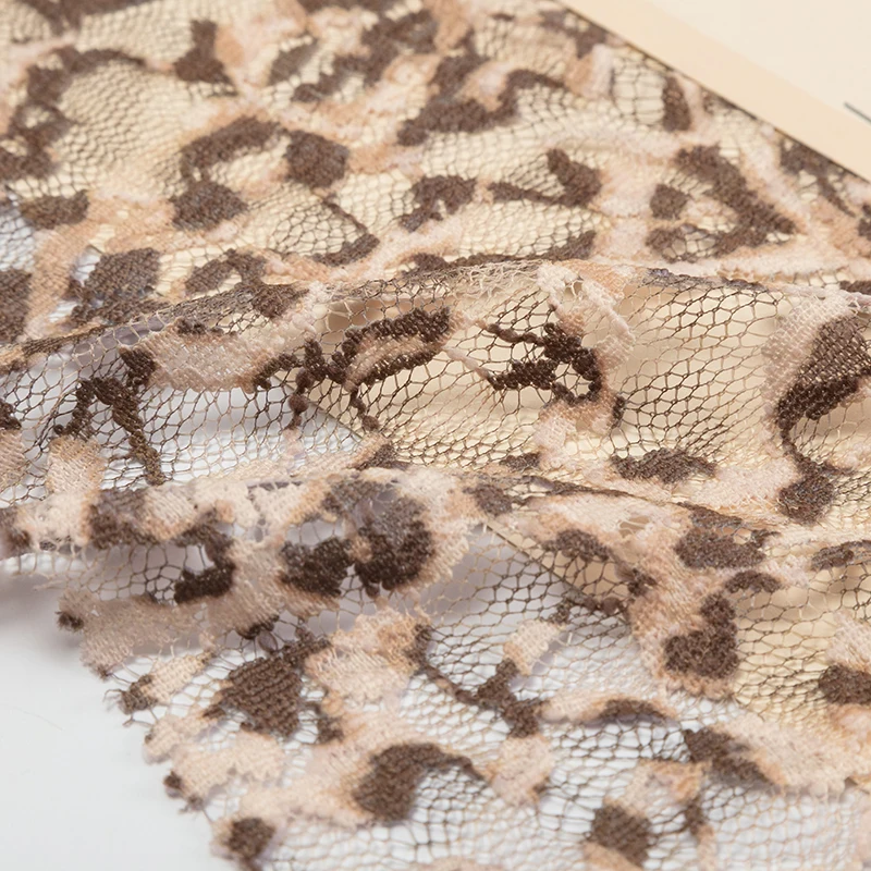 Модный текстиль леопардовый Эластичный 95 нейлон 5 спандекс кружевная вышивка ткань