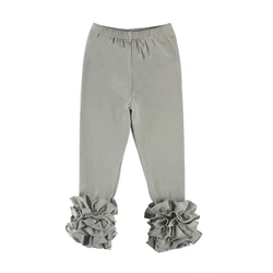 Toddler Infant Boutique Clothes Wholesale Solid Color Ruffle Baby Girls Pants Leggings Velvet Leggings