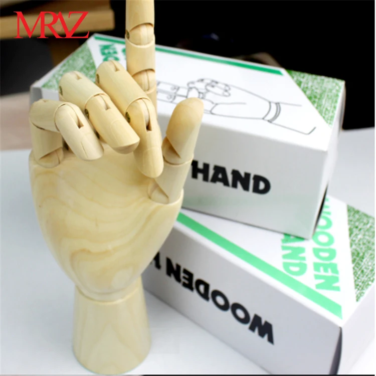 
handmade natural unique drawing very young wood articulated manikin hand 