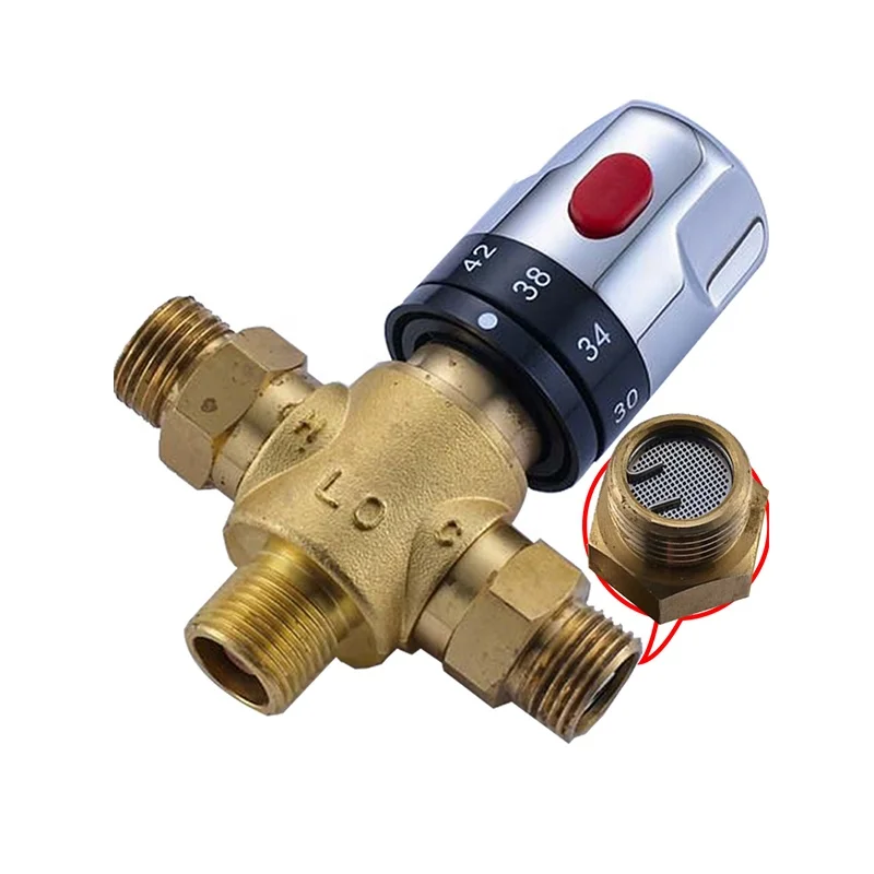 
Wholesale and Retail Thermostatic Mixer Valve Bathroom Kitchen Faucet Mixer Valve Water Temperature Control Valve 1/2