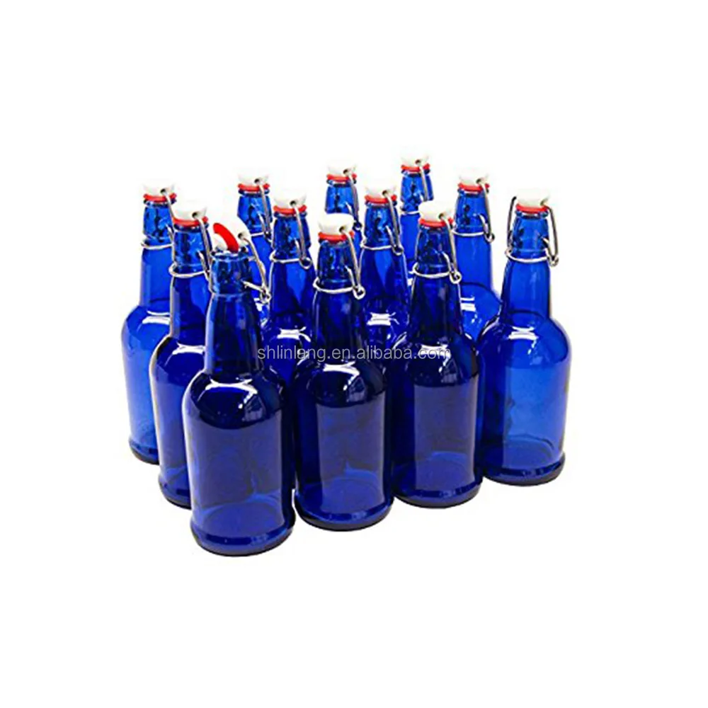 Linlang hot sale 500ml mineral water bottles blue glass bottle