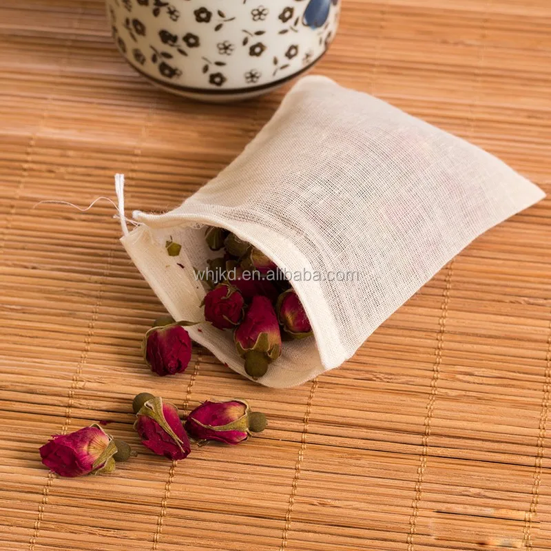Cotton Muslin Drawstring Reusable Bags Packing Herbs Tea