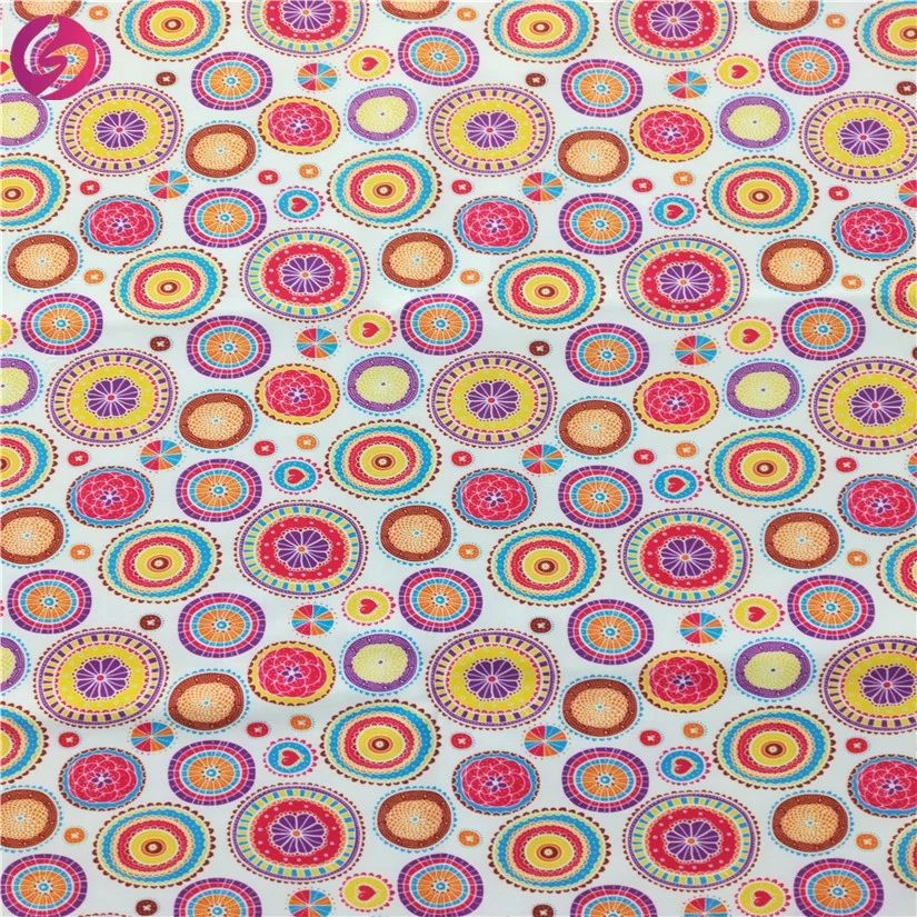 Small MOQ digital colorful circles printing child outwear 3 layer softshell fabric