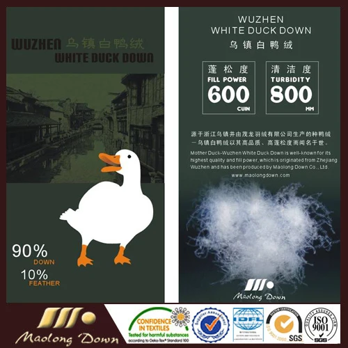 
650FP Wuzhen Washed White Duck Down 90% High Quality 