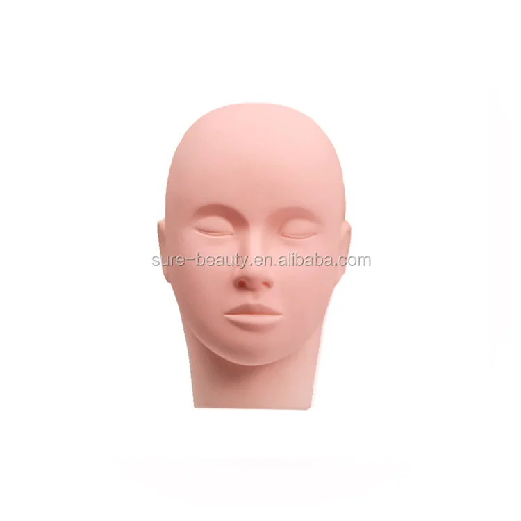 Soft Silicone Practice Head Training Mannequin Flat Head Practice Faux Eyelash Extensions Professional Make Up Tools