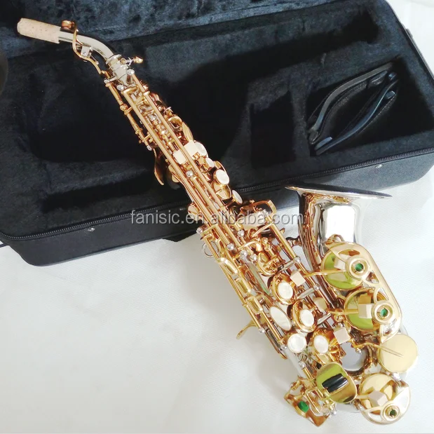 chinese musical instrument brass saxophone nickel plated small curved soprano saxophone