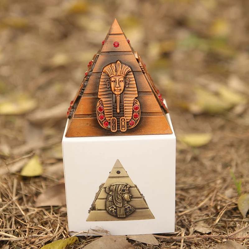 Metal Egyptian Pyramid Pharaoh Avatar Statue Home Decor Car Ornament