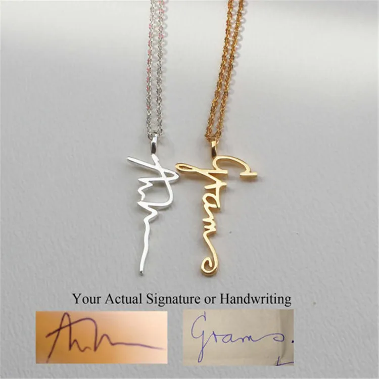 Personalized Handwriting 925 Sterling Silver Pendant Necklace