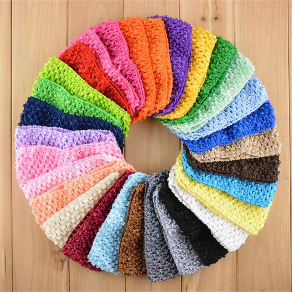 U Pick Color 2.75 Inch Elastic Crochet Waffle Tutu Headband girls Hairbands DIY Supply Hair Accessories