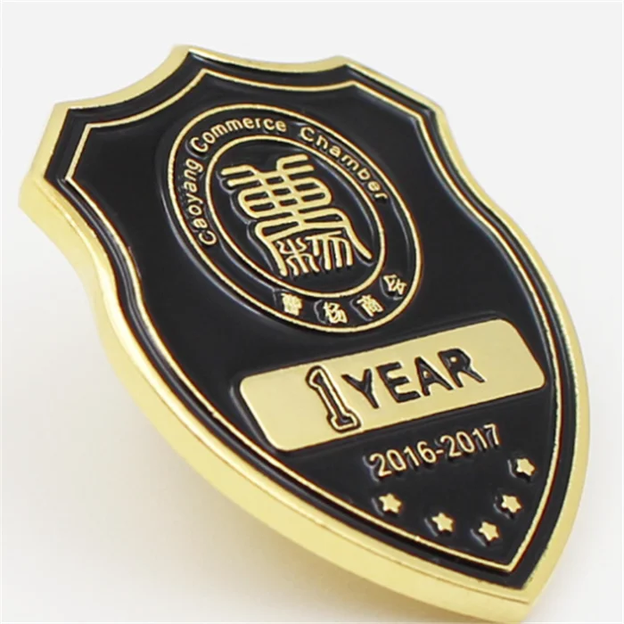 free design bulk shield hat metal badge pin