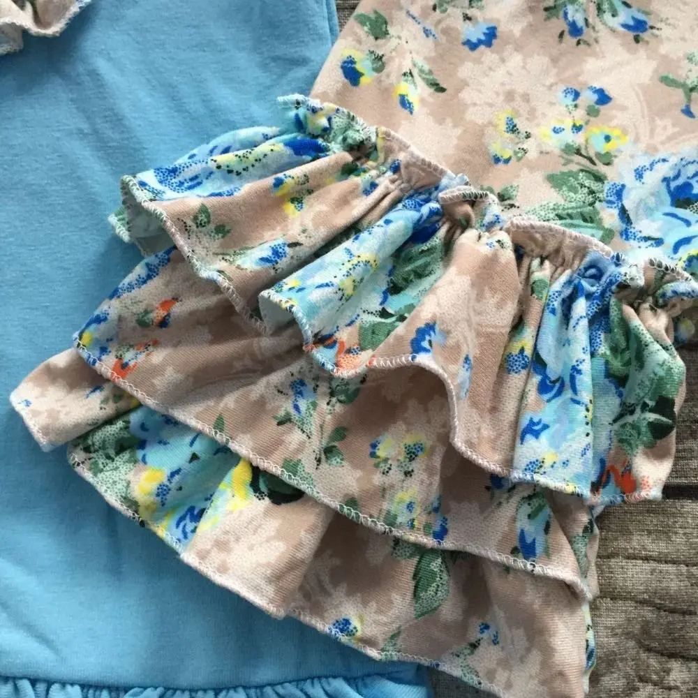 girls children summer  outfit  shorts clothing baby girl clothes floral clothes with hairbow