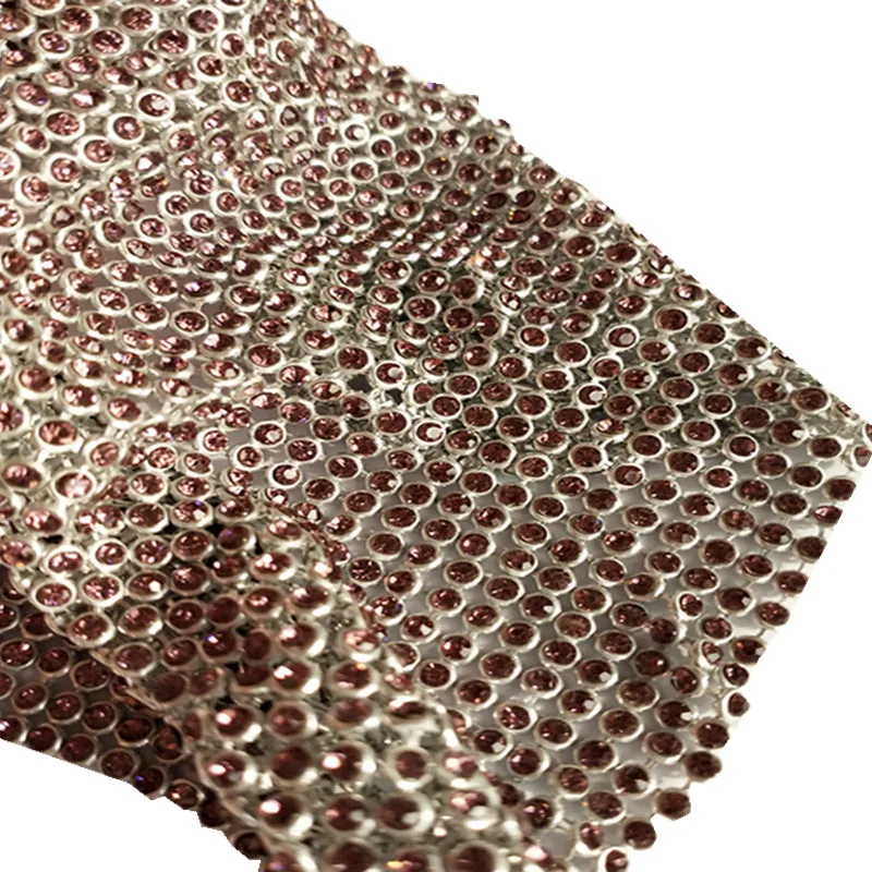 
Hot sell 3mm crystal rhinestone mesh 24rows resin beads trimming plastic banding pearl 