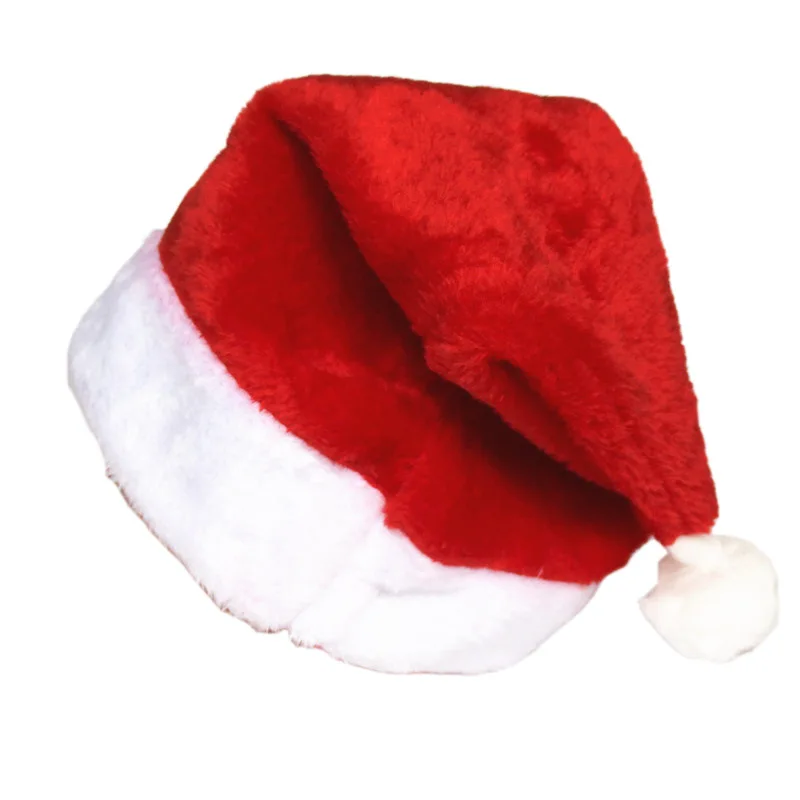 Плюшевая шапка Санта, красные рождественские шапки для Рождественского украшения, индивидуальная Рождественская шапка, рекламная шапка унисекс, Взрослая шапка Санта