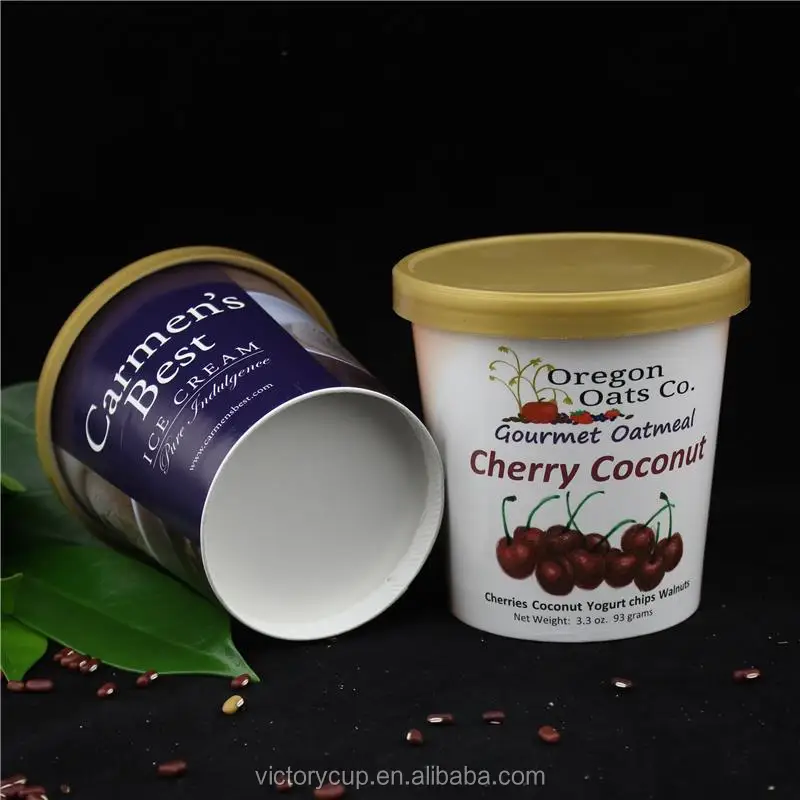 
High quality paper material 16oz ice cream cups with Plastic lid 