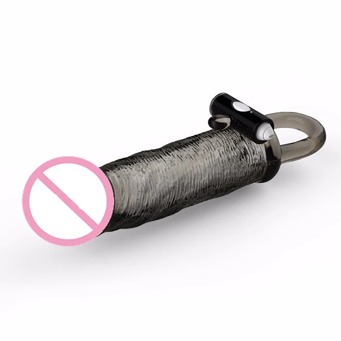 
3 Size Optional Black Dildo Vibrating Cock Sleeve Penis Extender 